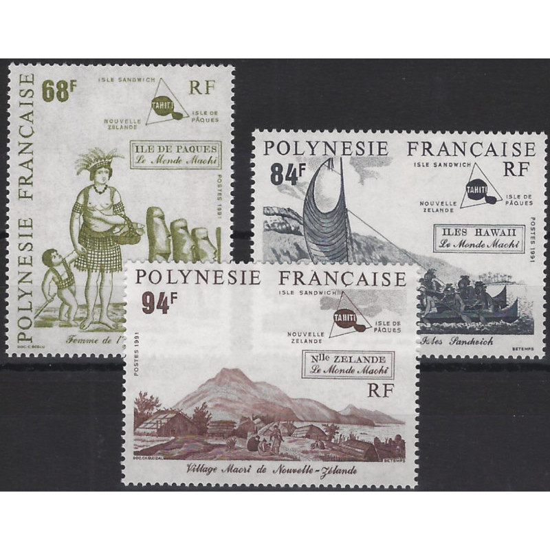 Le monde Maohi timbres Polynésie Française N379 381 série neuf