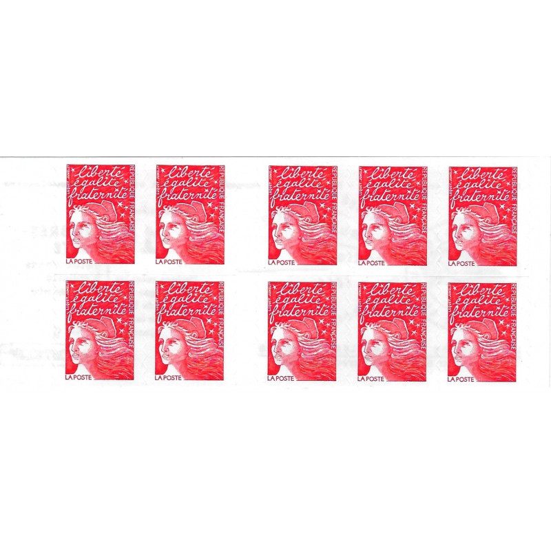 Carnet de 10 timbres Marianne rouge 10% moins cher - Défense de