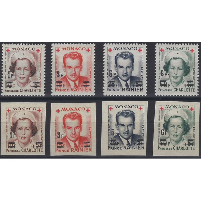 Croix-Rouge timbres de Monaco N°379A-382B série neuf**.