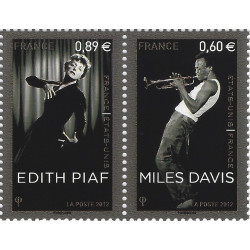 Timbres de France Edith Piaf - Mile Davis paire N°P4671 neuf**.