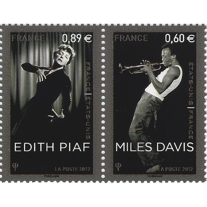 Timbres de France Edith Piaf - Mile Davis paire N°P4671 neuf**.