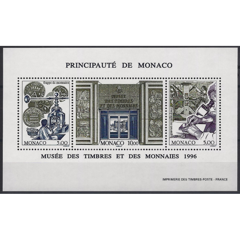 Monaco bloc-feuillet de timbres N°73 Musée des timbres et des monnaies neuf**.