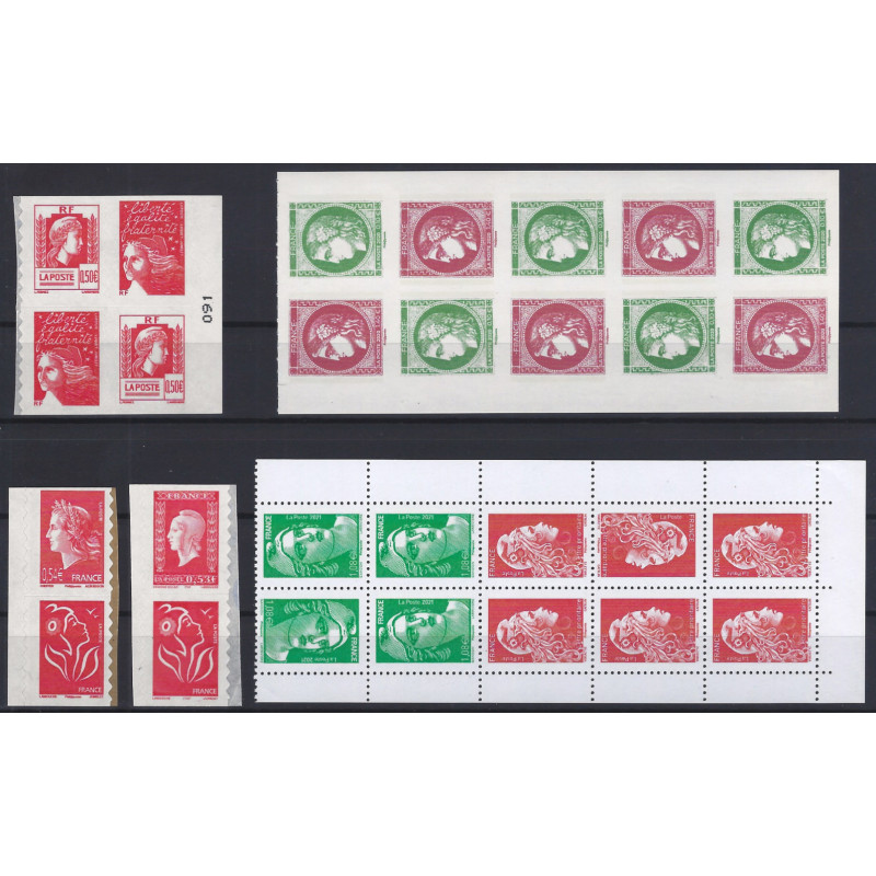 Timbres de France issus de carnet Marianne neufs.