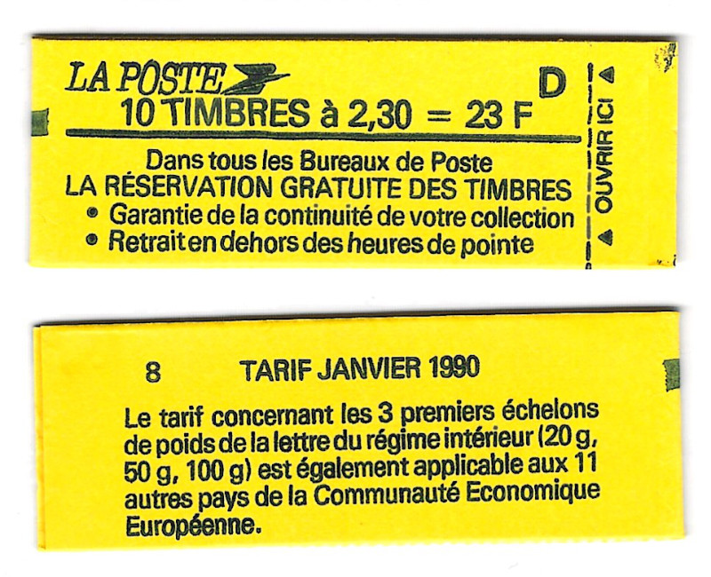 Carnet 10 timbres Marianne de Briat N°2630-C2 VILLERS COLLECTIONS