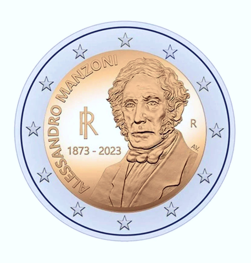 Rouleau de 25 pièces de monnaie de 2 euro commémorative Italie 2023 –  Alessandro Manzoni (illustré) - La Poste