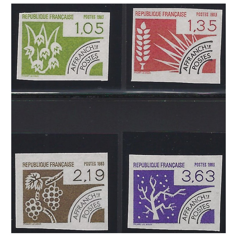 Les quatre saisons timbres préoblitérés N°178-181 série non dentelé neuf**.