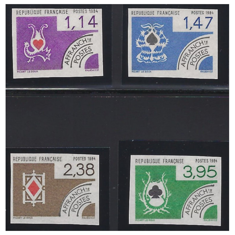 Cartes à jouer timbres préoblitérés N°182-185 série non dentelé neuf**.