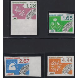 Les mois de l'année timbres préoblitérés N°190-193 série non dentelé neuf**.