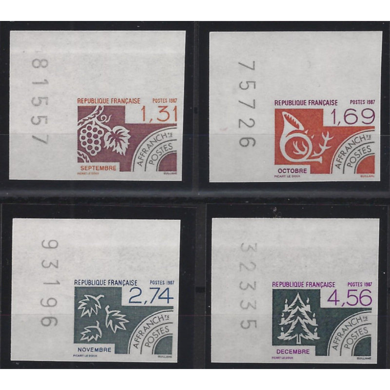 Les mois de l'année timbres préoblitérés N°194-197 série non dentelé neuf**.