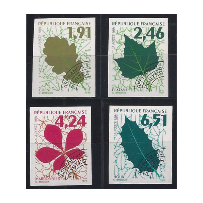 Feuilles d'arbres timbres préoblitérés N°232-235 série non dentelé neuf**.