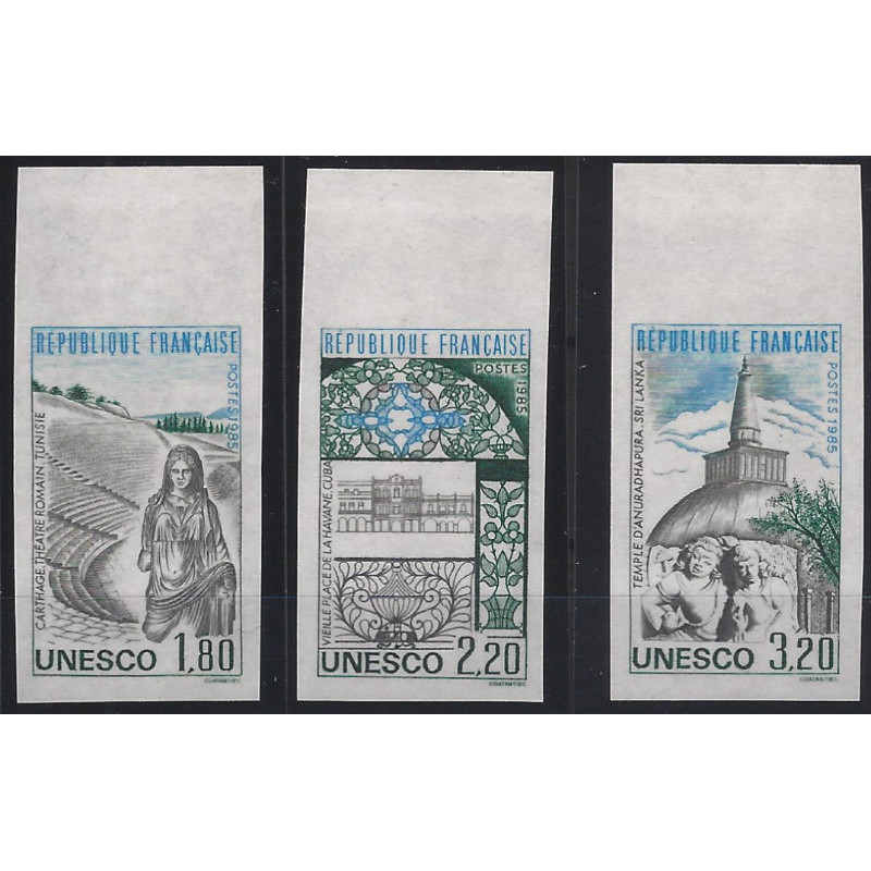 U.N.E.S.C.O. timbres de service N°88-90 série non dentelé neuf**.