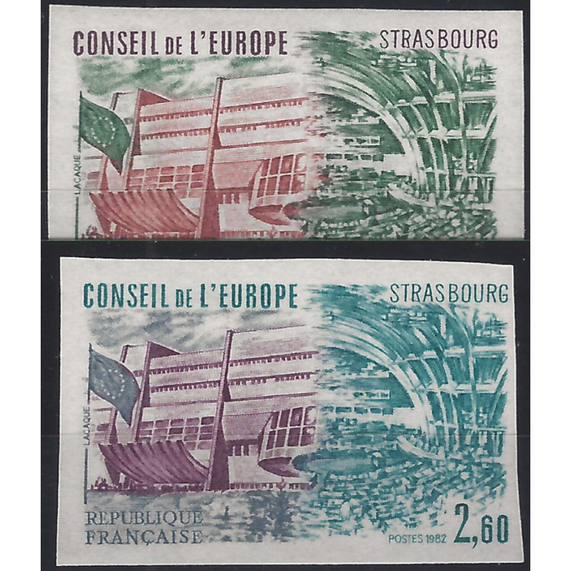 Conseil de l'Europe timbres de service N°73-74 série non dentelé neuf**.