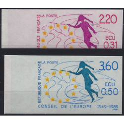 Conseil de l'Europe timbres de service N°100-101 série non dentelé neuf**.