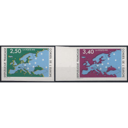 Conseil de l'Europe timbres de service N°106-107 série non dentelé neuf**.