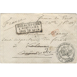 Marque postale HIRSCHBERG sur lettre de prisonnier de guerre pour St Die 1870.