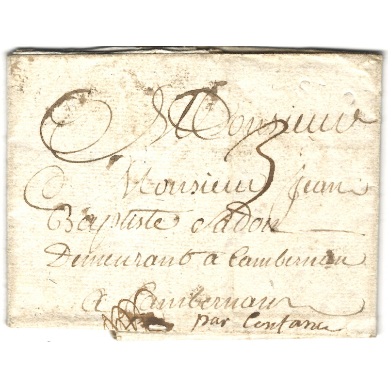 Timbre sec St LO (Saint-Lô) sur lettre pour Cambernon 1744. R