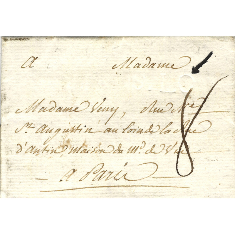 Timbre sec S. LO (Saint-Lô) sur lettre pour Paris 1789. R