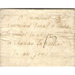 Timbre sec S. LO (Saint-Lô) sur lettre pour Château-la-Vallière en double port 1781. R