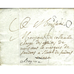 Timbre noir S. LO (Saint-Lô) sur lettre pour Caen 1779.