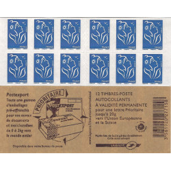 Carnet de 12 timbres Marianne de Lamouche bleu N°4127-C1