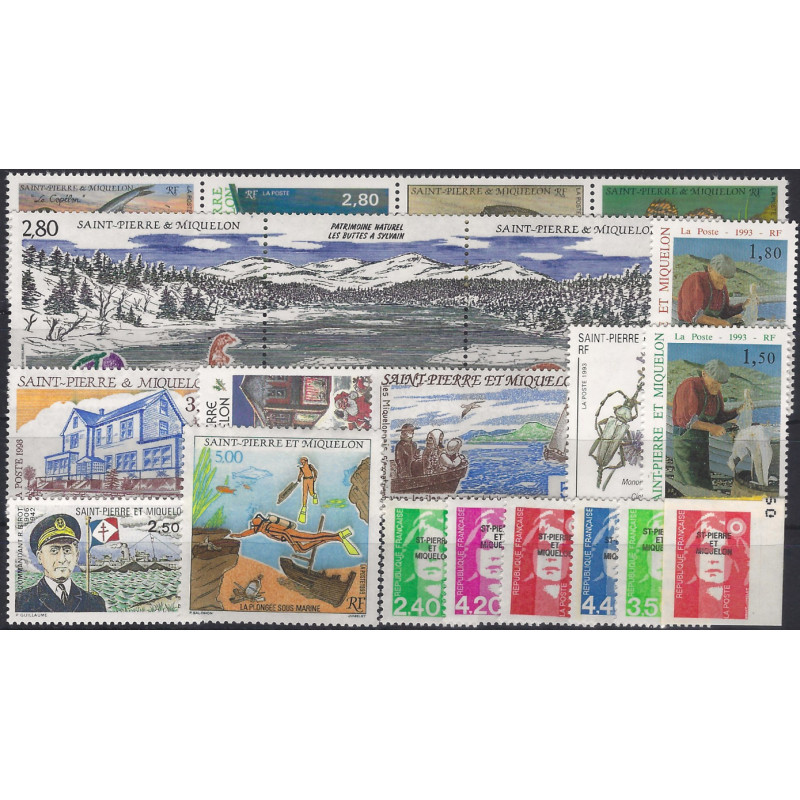 Timbres de Saint Pierre et Miquelon 1993 année complète neuf**.