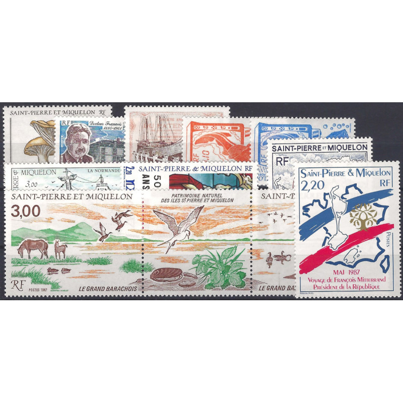 Timbres de Saint Pierre et Miquelon 1987 année complète neuf**.