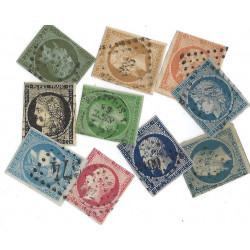 5 timbres de France classiques non dentelés tous différents.