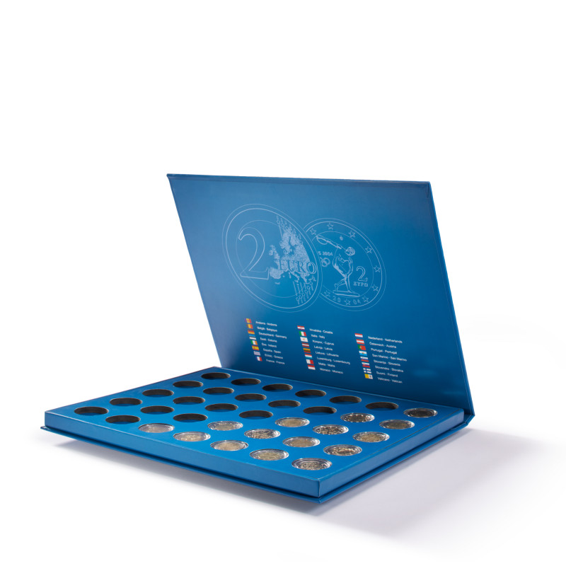 Coffret Lucca pour 35 pièces de 2 euros commémoratives en capsules.