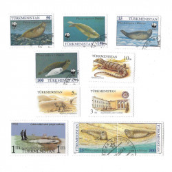 Turkménistan 10 timbres de collection tous différents.