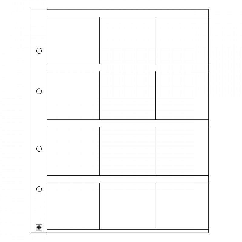 Feuilles numismatiques Optima pour 12 cadres cartonnés.