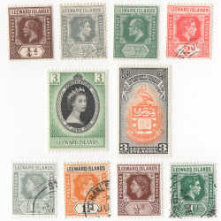 Leeward 10 timbres de collection tous différents.