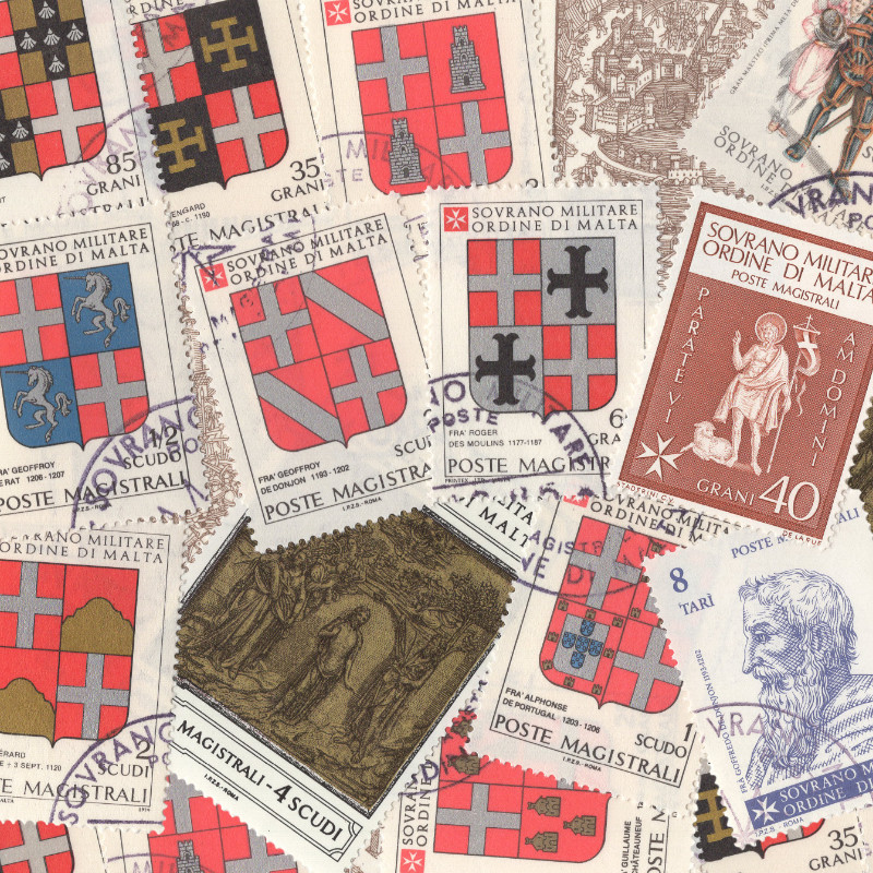 Ordre de Malte 15 timbres de collection tous différents.