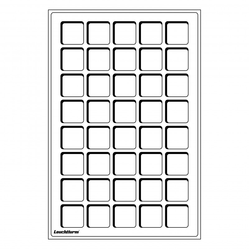 Plateaux numismatiques Leuchtturm format L à 40 cases carrées.