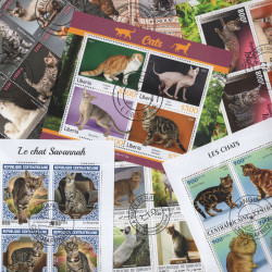 Chats 20 blocs-feuillets de timbres thématiques.