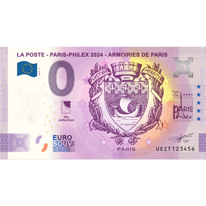 Billet Euro souvenir Armoiries de Paris 2024.