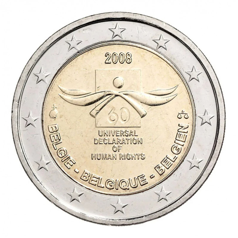 2 euros commémorative Belgique 2008 - Droits de l'homme.