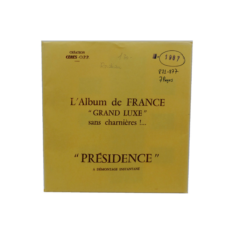 Feuilles préimprimées Cérès Présidence France 1987.