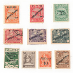 Fiume 10 timbres de collection tous différents.