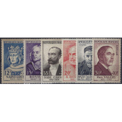 Célébrités 1954, timbres de France N°989-994 série neuf*.