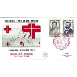Croix-Rouge timbres de France N°1187-1188 oblitérés en FDC.