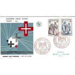 Croix-Rouge timbres de France N°1140-1141 oblitérés en FDC.