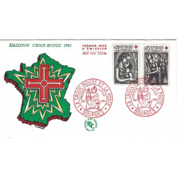 Croix-Rouge timbres de France N°1323-1324 oblitérés en FDC.