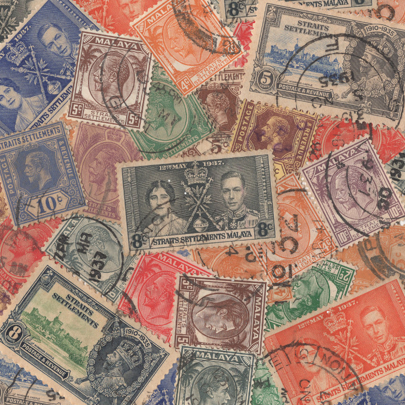 Straits Settlements 25 timbres de collection tous différents.