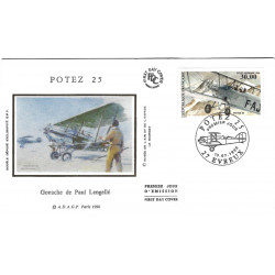 Avion Potez 25 timbre poste aérienne N°62 oblitéré en FDC.