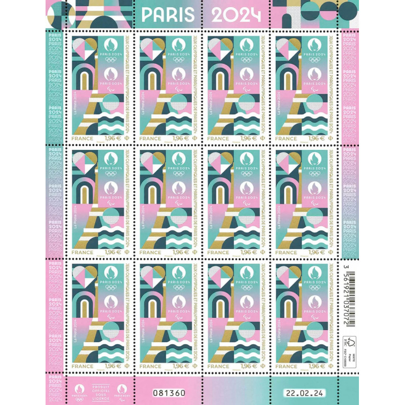 Timbre Agnès JO Paris 2024 en feuillet de France N°F134 neuf**.