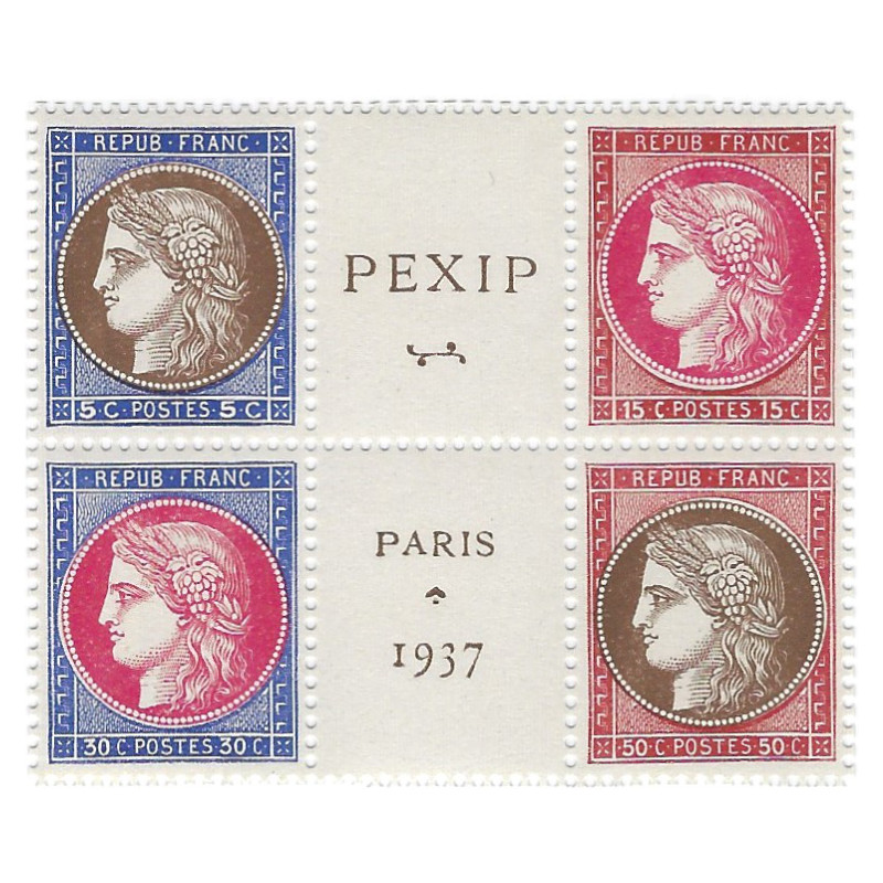 PEXIP timbres de France N°348-351 bloc central neuf**.