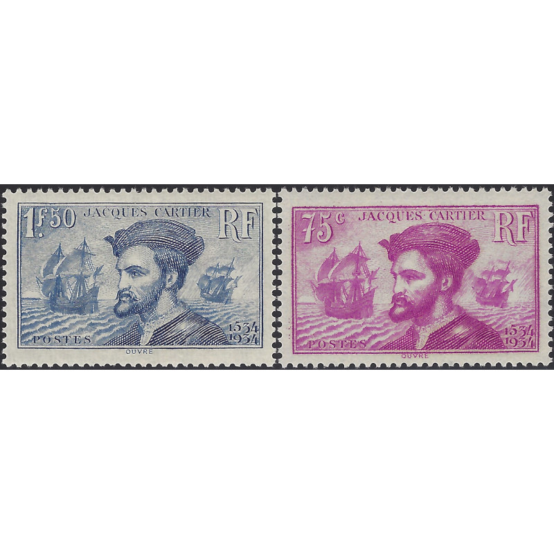 Jacques Cartier timbres de France N°296-297 série neuf**.