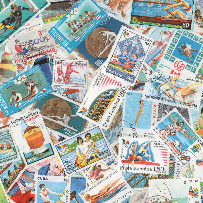 Sports Nautiques 50 timbres thématiques tous différents.