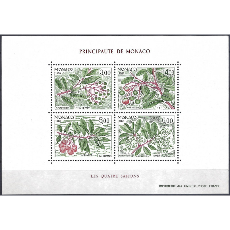 Monaco bloc-feuillet de timbres N°38 Les quatre saisons neuf**.