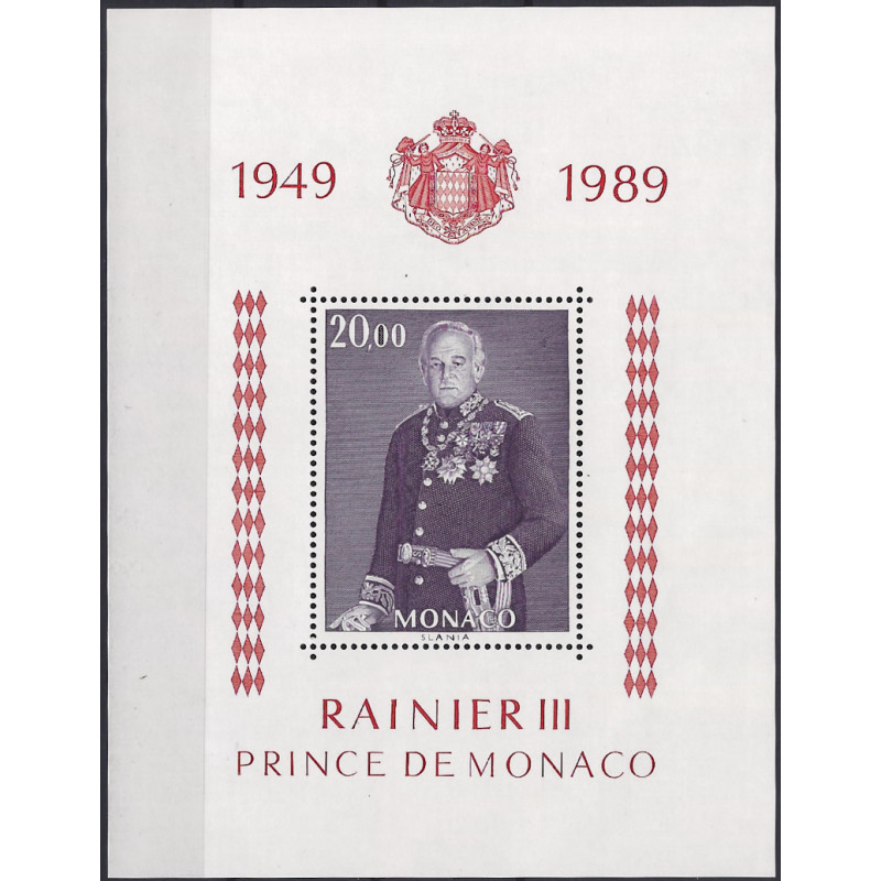 Monaco bloc-feuillet de timbres N°45 Prince Rainier III neuf**.